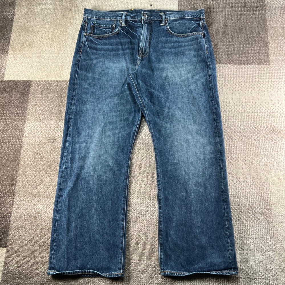 Y2K Gap 1969 Loose Fit Men Blue Denim Jeans 38x30 Whiskered Baggy Dark Wash